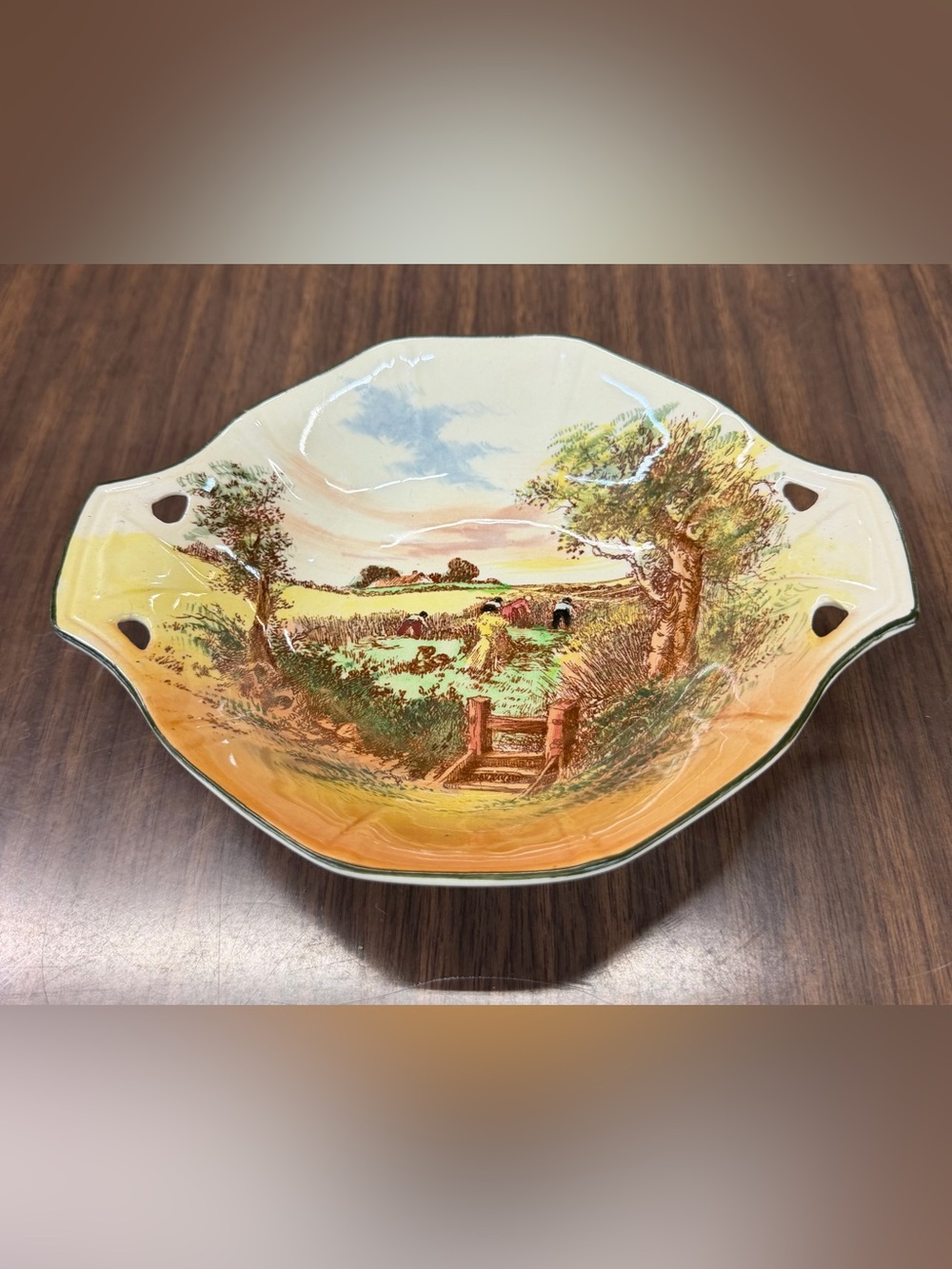 ROYAL DOULTON 1939 RUSTIC ENGLAND DESSERT BOWL with TAB HANDLES D6297
